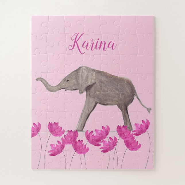 Baby Elephant wildlife Animal For Kids art Girl Jigsaw Puzzle (Vertical)