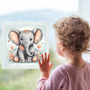 Baby Elephant Window Cling For Glass Door