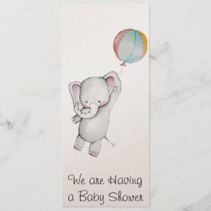 Baby Elephant with Balloon Baby Shower Invitation