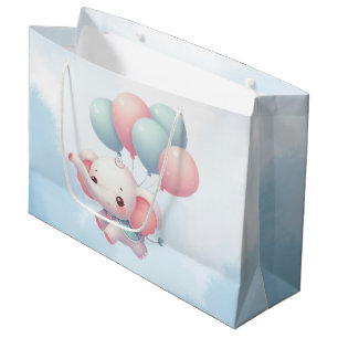 baby elephant with balloons large gift bag