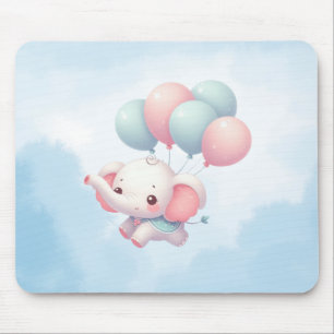 baby elephant with balloons mouse pad