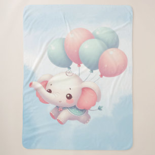 baby elephant with balloons sherpa blanket