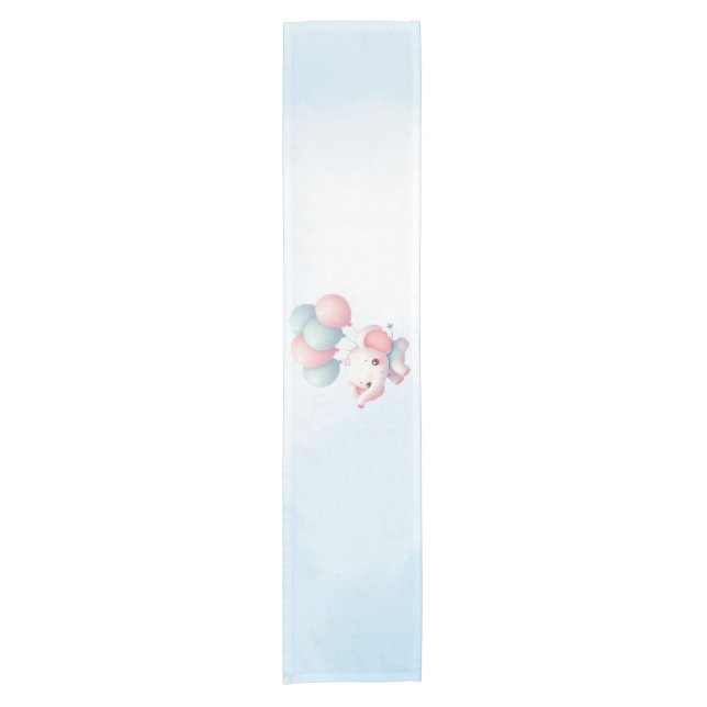  baby elephant with balloons short table runner (Front)
