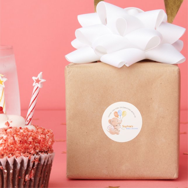 Baby Elephant with Balloons Sticker (Party)