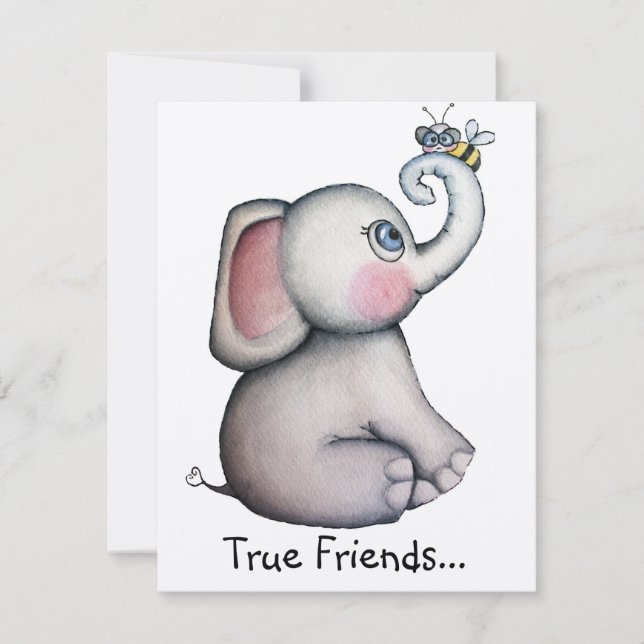 Baby Elephant with Bee Invitation card (Front)