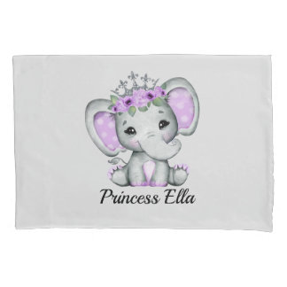 Baby Elephant with Flowers Baby Pillowcase