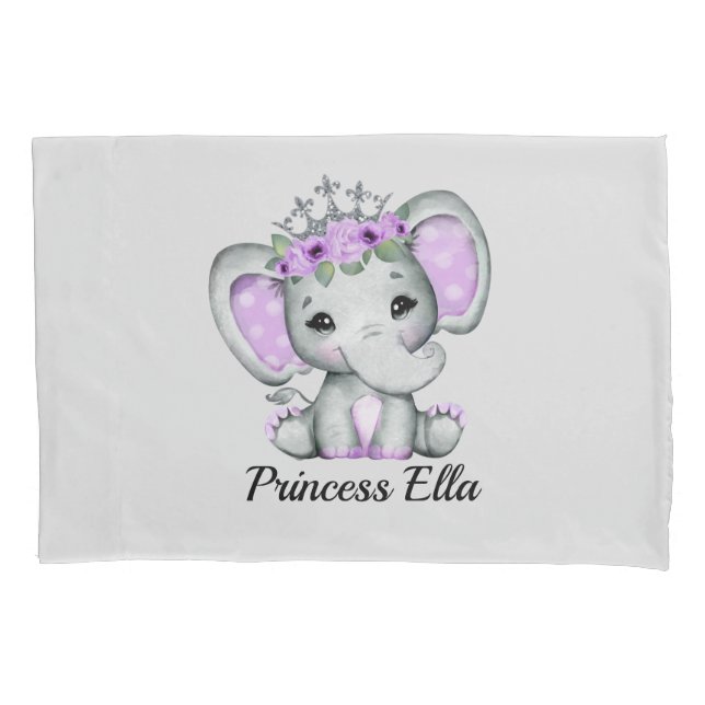 Baby Elephant with Flowers   Baby  Pillowcase (Front)