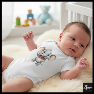 Baby Elephant with Milk Bottle Bodysuit