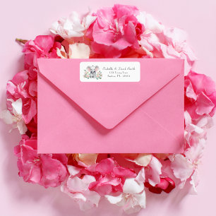 Baby Elephant With Peonies, Eucalyptus Return  Address Label