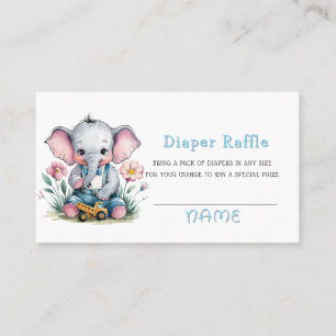 Baby Elephant with Truck Boy Diaper Raffle Business Card