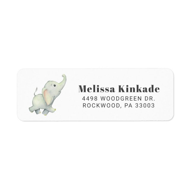 Baby Elephant Woodland Animal Return Address Label (Front)