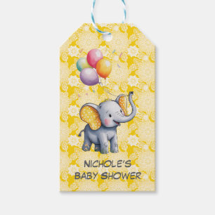 Baby Elephant Yellow Polka Dot Ears Baby Shower Gift Tags