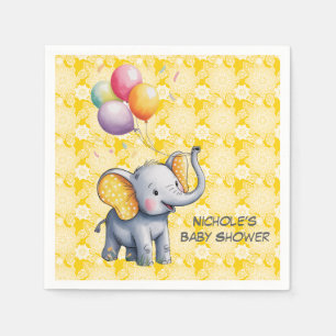 Baby Elephant Yellow Polka Dot Ears Baby Shower Napkin