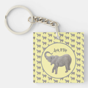Baby Elephant Yellow Square Key Ring