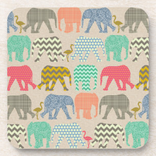 baby elephants and flamingos coaster