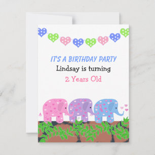 Baby Elephants Birthday Invitation