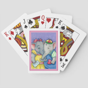 BABY ELEPHANTS FIRST LOVE, CUTE PACHYDERMS PLAYING CARDS