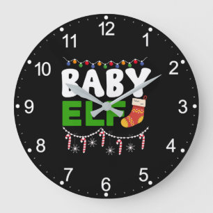 Baby Elf Christmas Holiday Design-84608 Large Clock