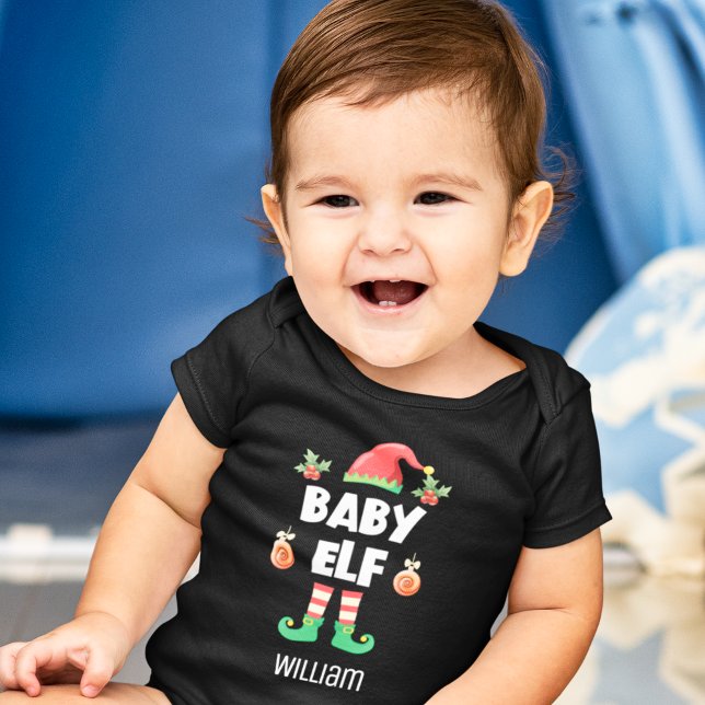 Baby elf family matching christmas outfit name  baby bodysuit (Creator Uploaded)