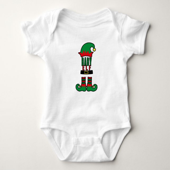 Baby Elf Family Matching Christmas Outfit T-Shirt Baby Bodysuit (Front)