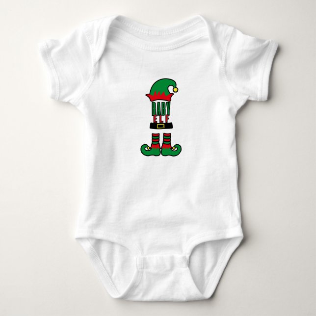 Baby Elf Family Matching Christmas Outfit T-Shirt Bodysuit (Front)