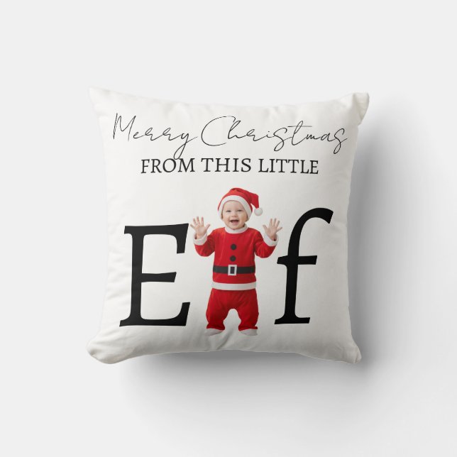 Baby Elf Merry Christmas Holiday Gift Cushion (Front)