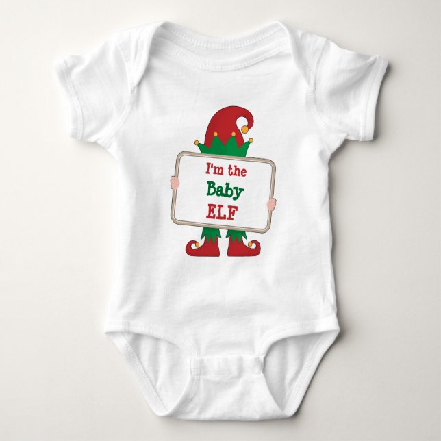 Baby Elf | Personalised Christmas Elf Quote Baby B Baby Bodysuit (Front)