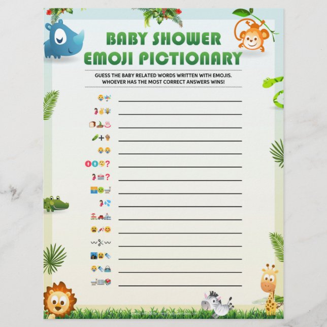 Baby Emoji Pictionary [Animal Theme] Custom Letterhead (Front)