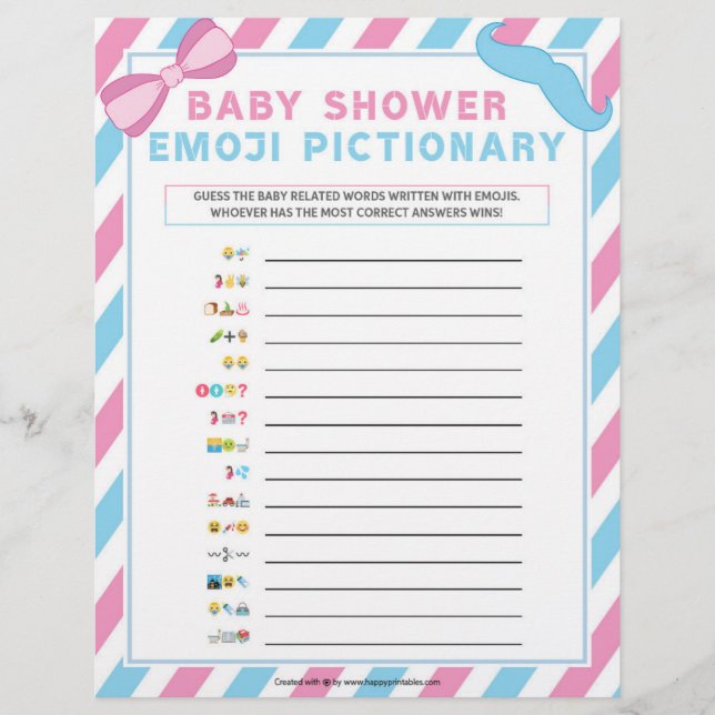 Baby Emoji Pictionary [Gender Surprise] Custom Letterhead (Front)