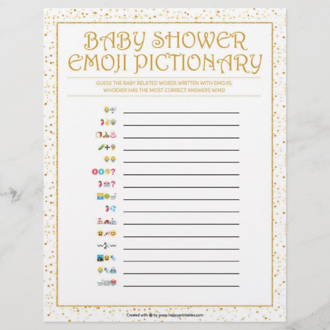Baby Emoji Pictionary [Golden Sparkles] Custom Letterhead (Front)
