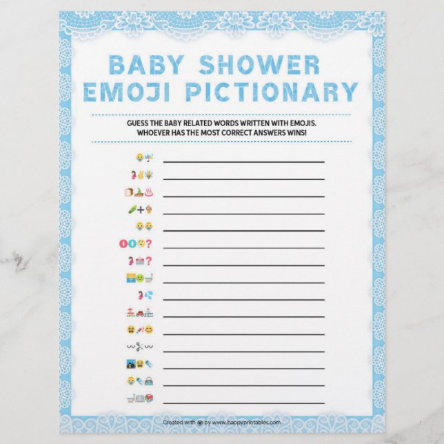 Baby Emoji Pictionary [Luxury Lace [Blue]] Custom Letterhead (Front)