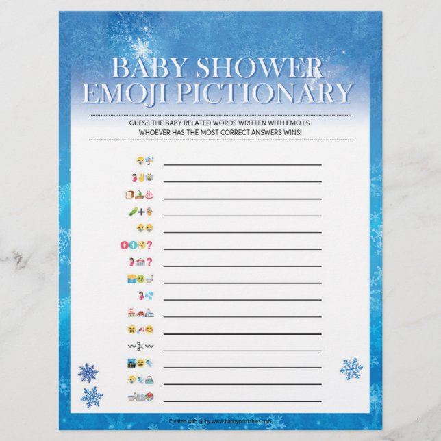 Baby Emoji Pictionary [Snowy Blue] Custom Letterhead (Front)