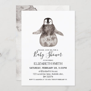 Baby Emperor Penguin Winter Baby Shower  Invitation