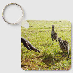 Baby Emu Chicks And Big Foot, Key Ring