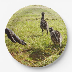 Baby Emu Chicks And Big Foot, Paper Plate
