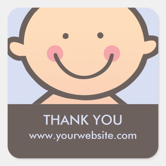 Baby Face - Blue & Brown Personalised Stickers (Front)