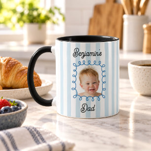 Baby Face Photo Blue Striped Dad Coffee Mug