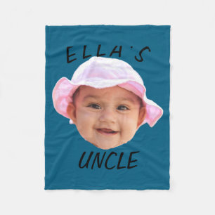 Baby Face Photo Text New Uncle Fleece Blanket