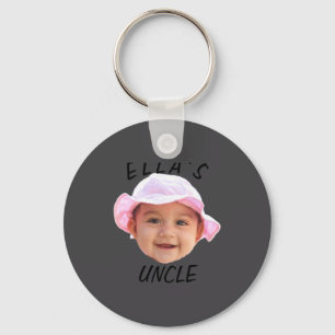 Baby Face Photo Text New Uncle Key Ring