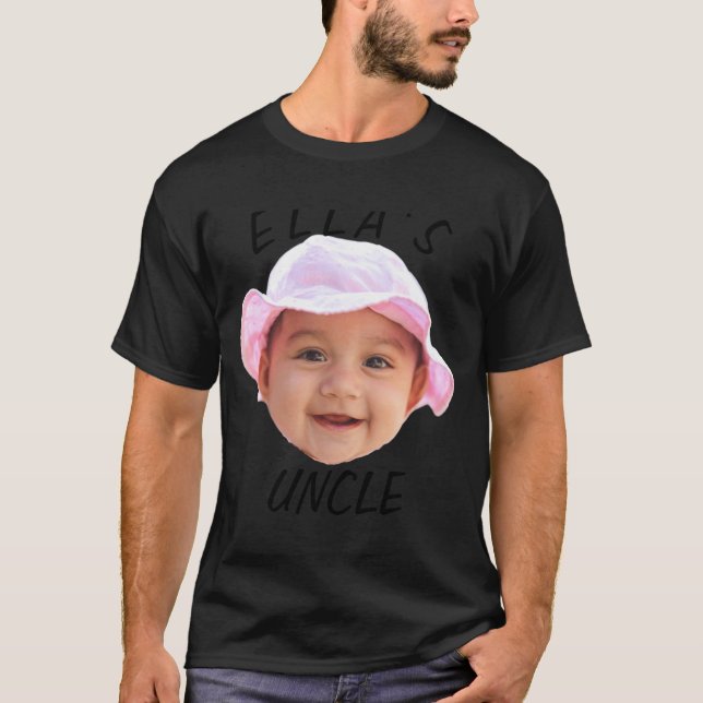 Baby Face Photo Text New Uncle  T-Shirt (Front)