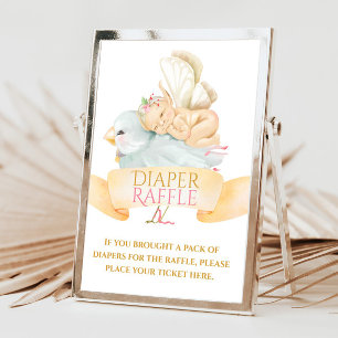 Baby Fairy and Bird Diaper Raffle Sign Invitation