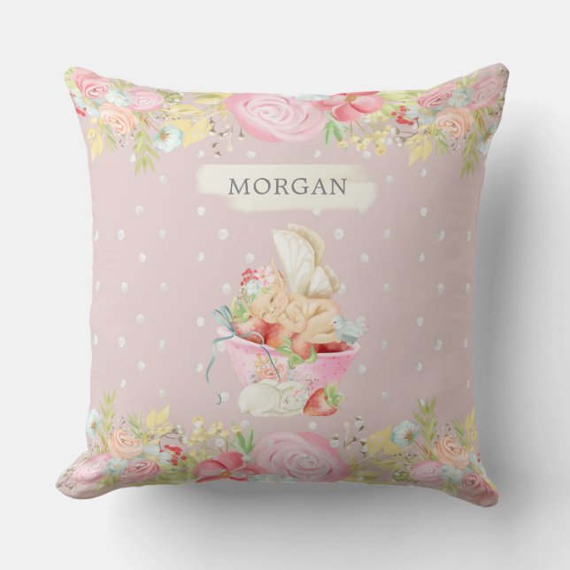 baby fairy cute garden enchanted monogram cushion (Front)