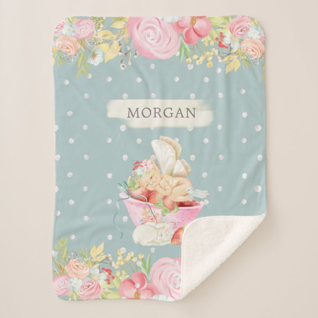 baby fairy cute garden enchanted monogram sherpa b sherpa blanket (Front)