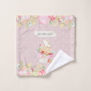baby fairy cute garden enchanted monogram wash cloth