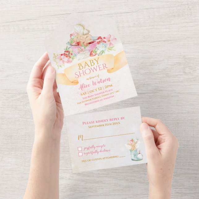 Baby Fairy Delicate Girly Baby Shower  All In One Invitation (Tearaway)