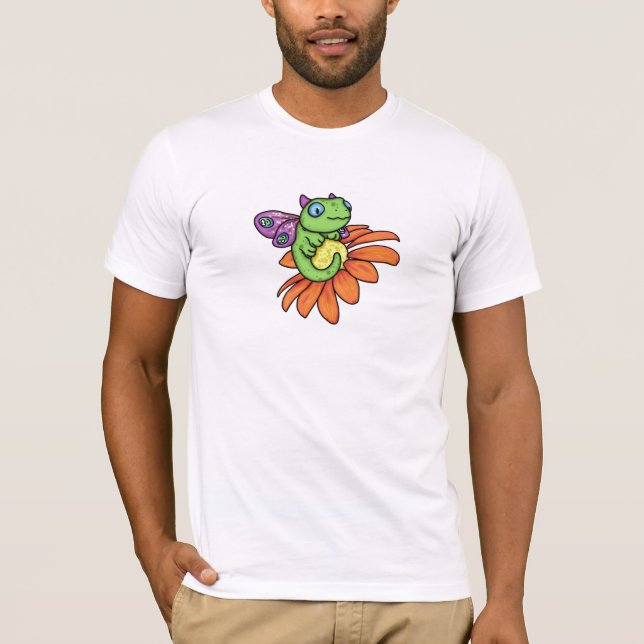 Baby fairy dragon and sunflower by Carrie Michael T-Shirt (Front)