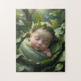 Baby Fairy Swaddled in a Leaf Jigsaw Puzzle