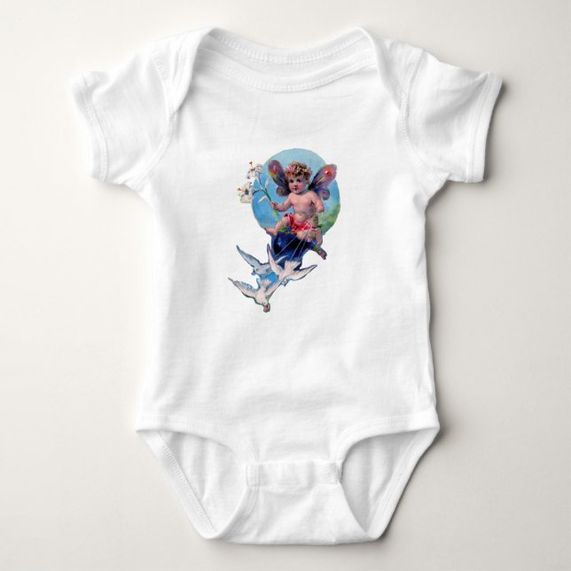 BABY FAIRY WITH DOVES BABY BODYSUIT (Front)