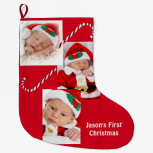 Baby, Family Pictures and Candy Cane, ZYPI Large Christmas Stocking