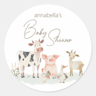 Baby Farm Animals Cute Country Theme Classic Round Sticker